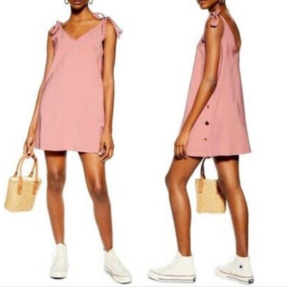 Top Shop Tie Up Shift Pink Dress